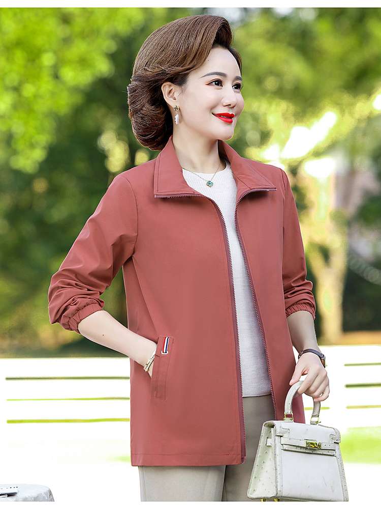 40代ファッション レディース 大人の上品ゆったりジップアップジャケット