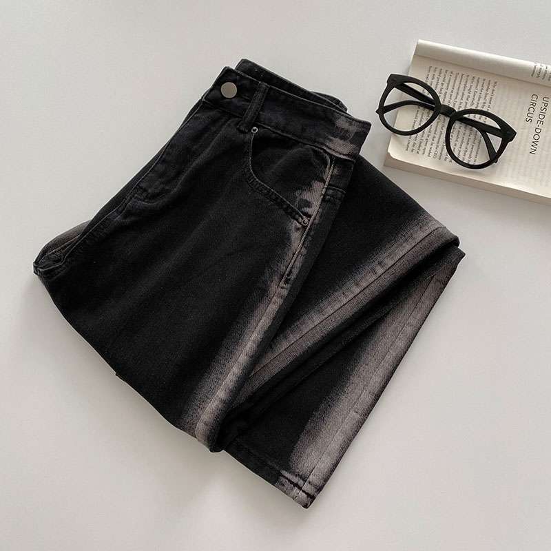 40代ファッション レディース クラシックストレートデニムパンツ
