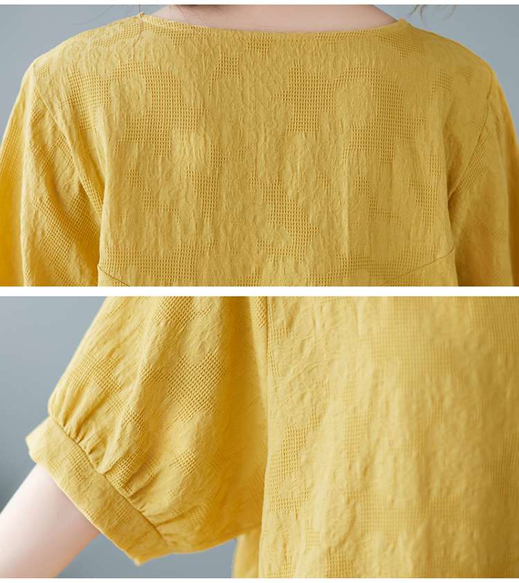 40代ファッション レディース ゆったりデザイン 花刺繍入り半袖Tシャツ
