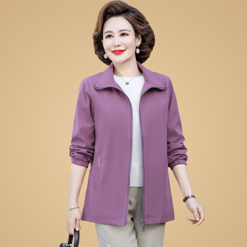40代ファッション レディース 大人の上品ゆったりジップアップジャケット