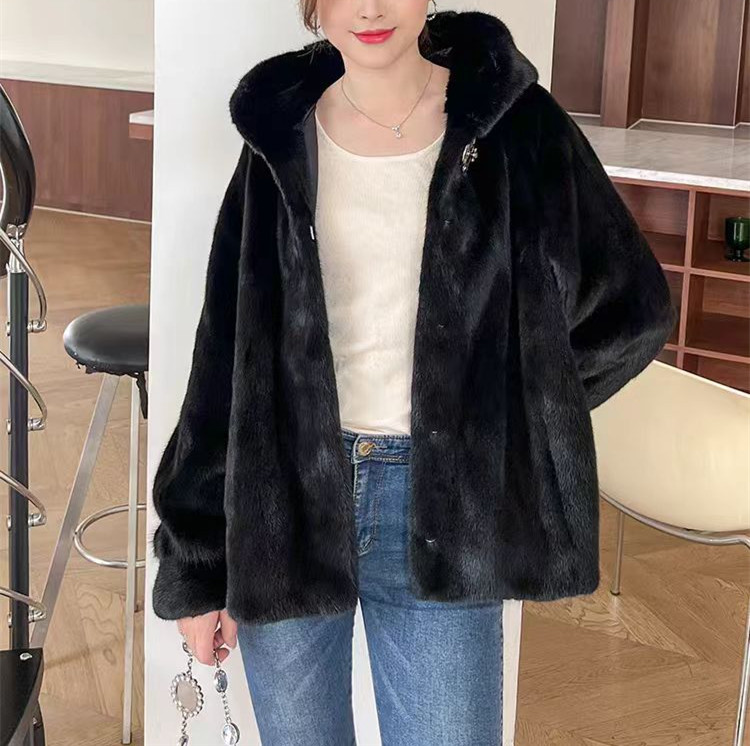 40代ファッション フード付きエコファーコート防寒ふわふわもこもこ秋冬新作