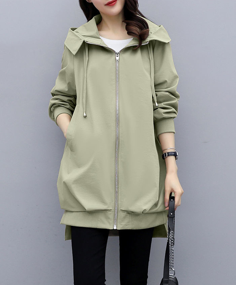 40代ファッション 大人のミドル丈パーカーコート フード付き春秋アウター