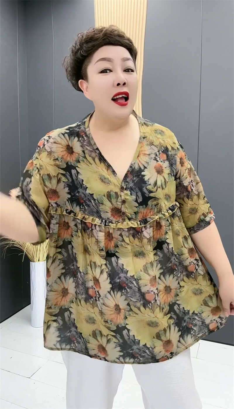 40代ファッション レディース 花柄ゆったりブラウス