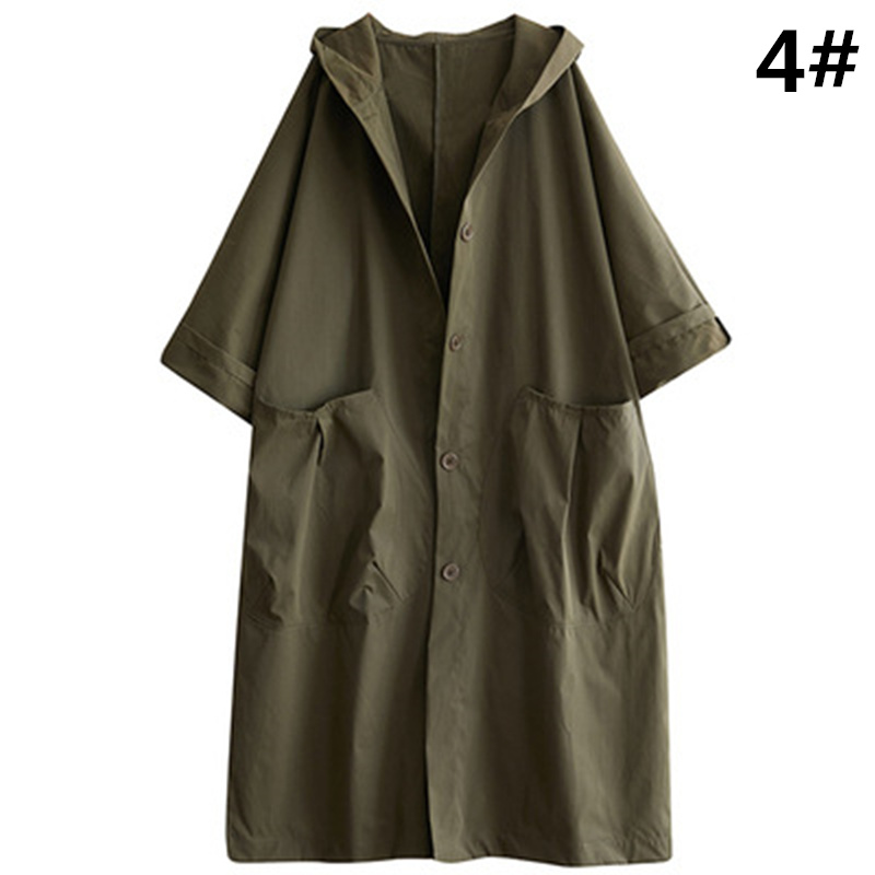 40代ファッション フード付きロング丈トレンチコート ゆったりシルエット春秋アウター