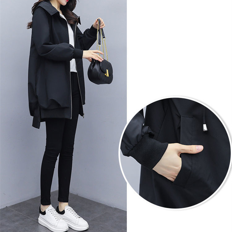 40代ファッション 大人のミドル丈パーカーコート フード付き春秋アウター