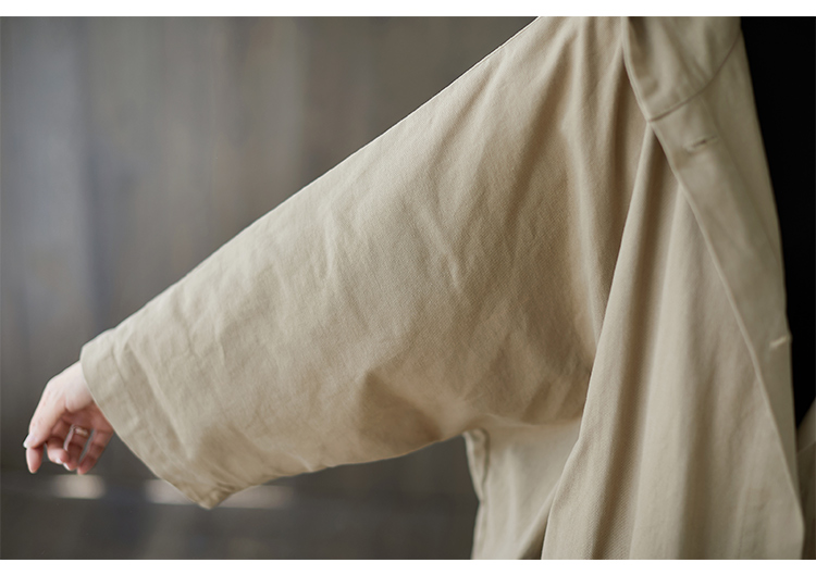 40代ファッション フード付きロング丈トレンチコート ゆったりシルエット春秋アウター