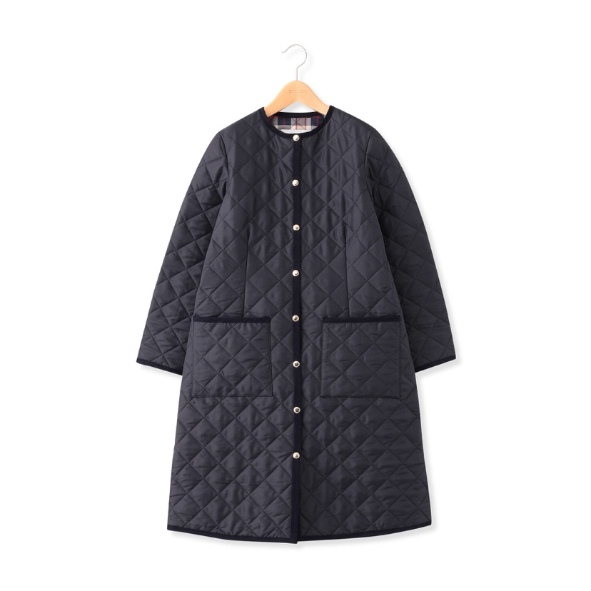40代ファッション キルティング中綿ロングコート 体型カバー 防寒