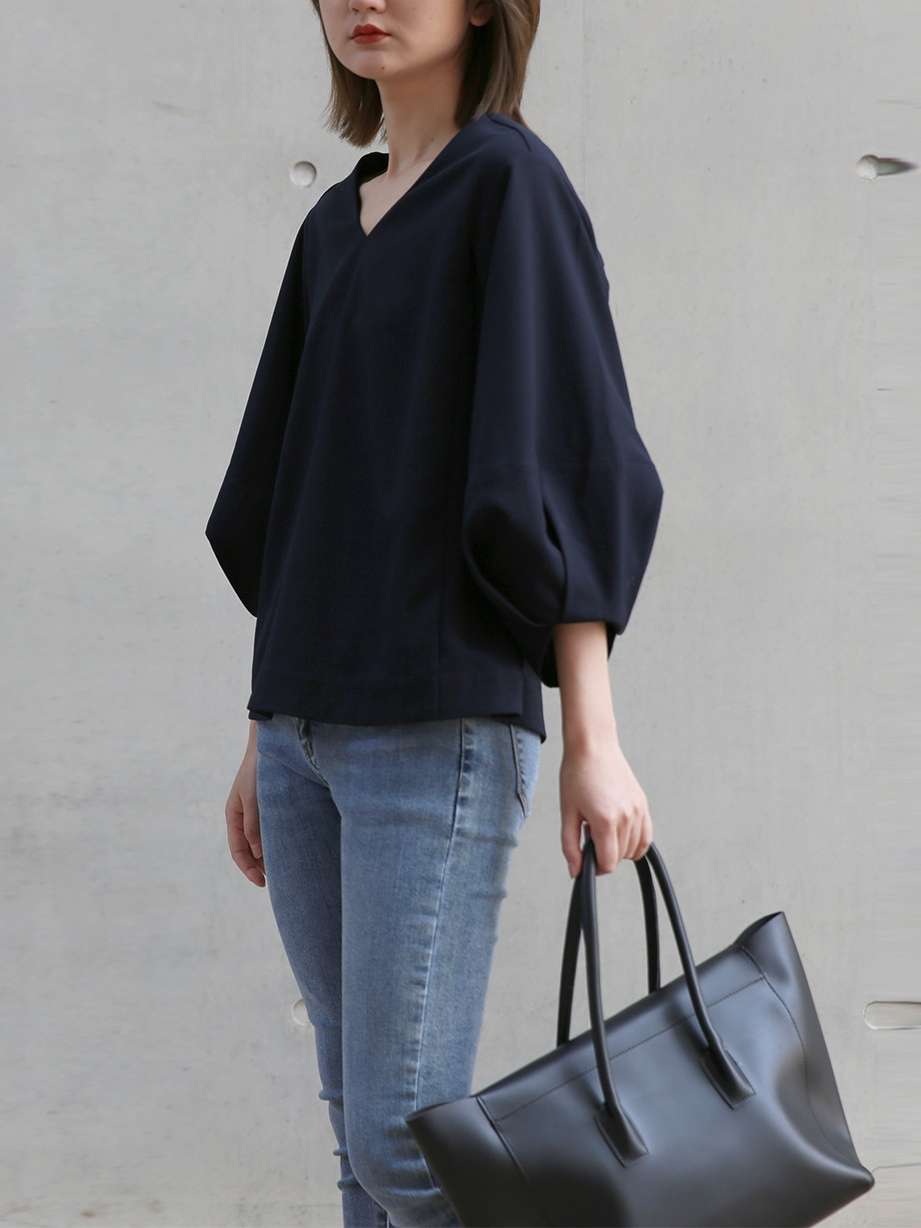 40代ファッション レディース Vネック スリーブTシャツ