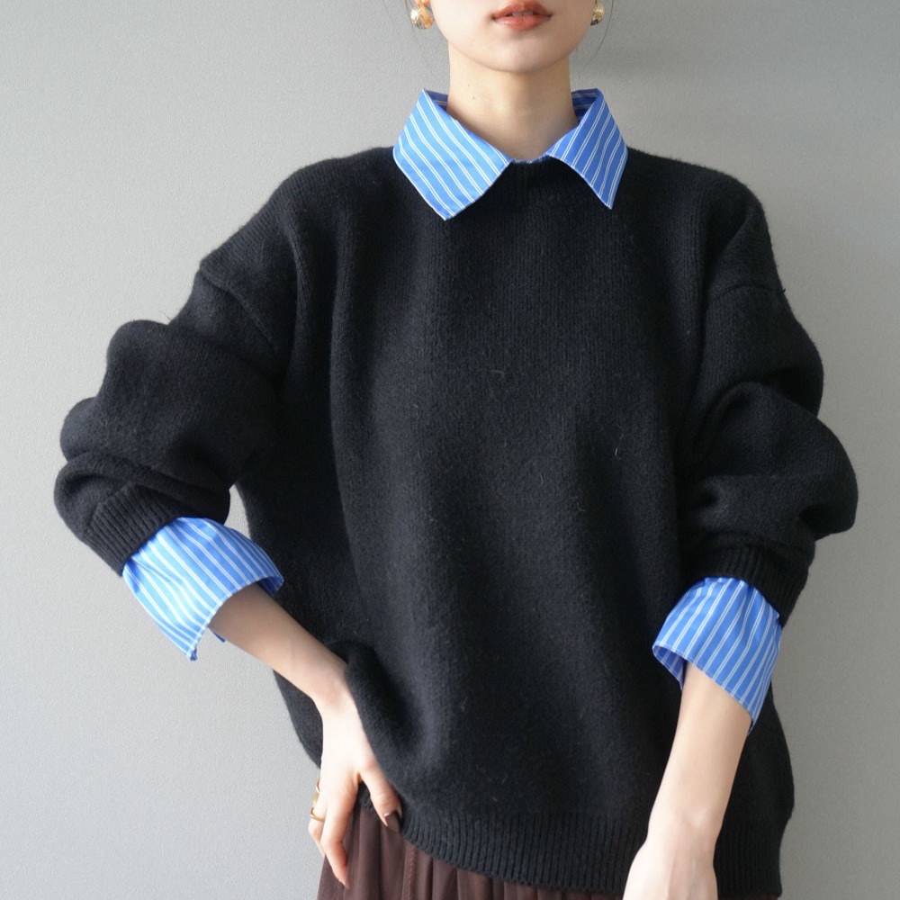 40代ファッション 大人上品ニットプルオーバーとチュールスカートセット