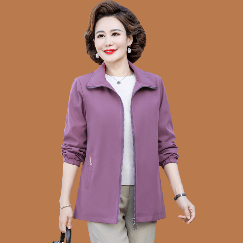 40代ファッション レディース 大人の上品ゆったりジップアップジャケット