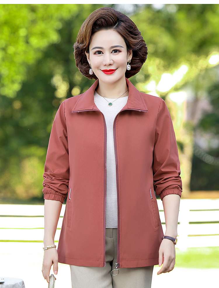 40代ファッション レディース 大人の上品ゆったりジップアップジャケット