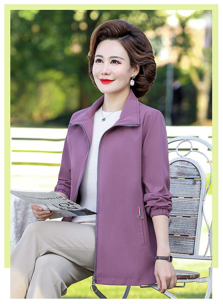 40代ファッション レディース 大人の上品ゆったりジップアップジャケット