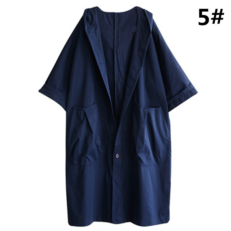 40代ファッション フード付きロング丈トレンチコート ゆったりシルエット春秋アウター