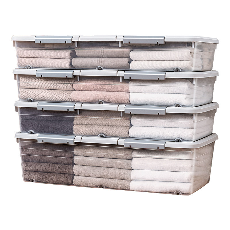 ベッド 下 収納 キャスター付き透明蓋衣装ケース積み重ね型