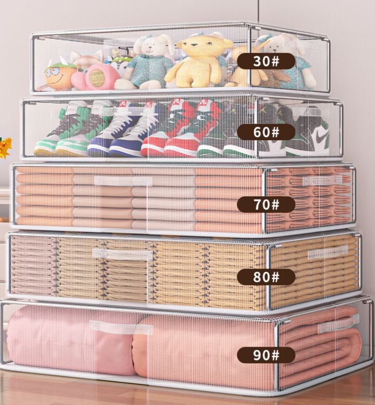 ベッド 下 収納 透明メッシュ スタッキング収納ケース