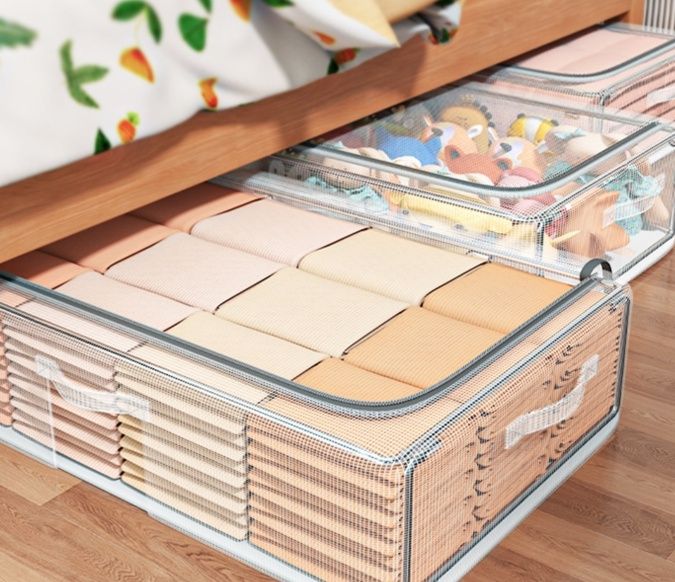 ベッド 下 収納 透明メッシュ 衣装ケース 収納ボックス