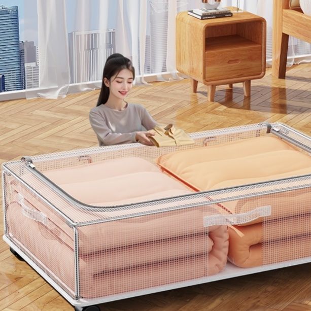 ベッド 下 収納 透明メッシュ仕切り付きベッド下収納ケース