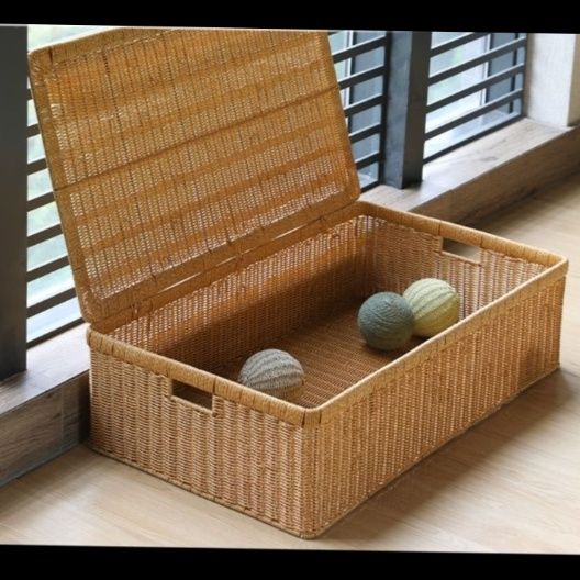 ベッド 下 収納 職人手編み蓋付き収納ボックス