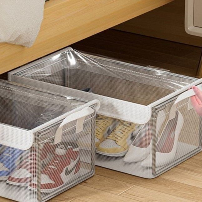 ベッド 下 収納 透明メッシュ式靴収納ボックス