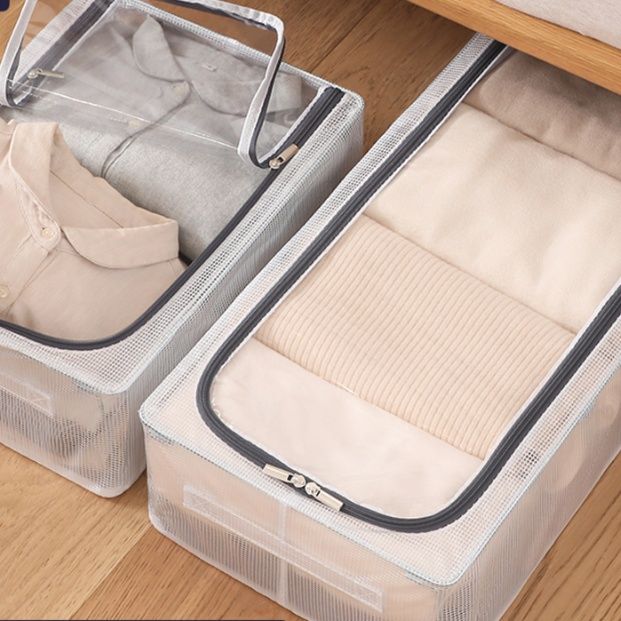 ベッド 下 収納 透明窓付き折りたたみ式衣類収納袋