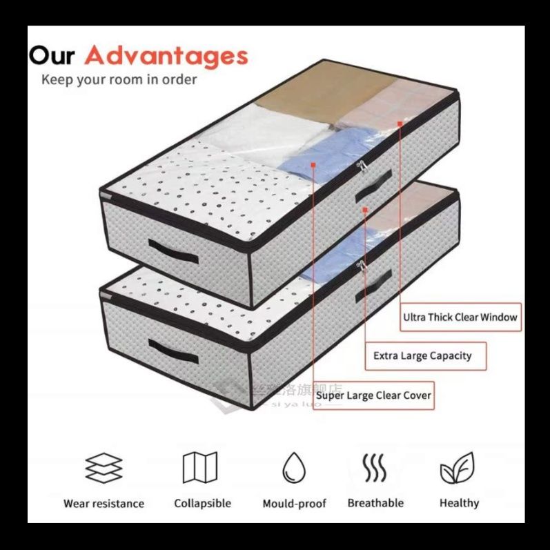 ベッド 下 収納 透明窓付き積み重ね式ベッド下収納ボックス