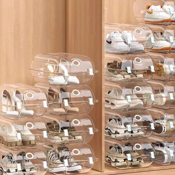 ベッド 下 収納 透明積み重ね式靴専用収納ボックス