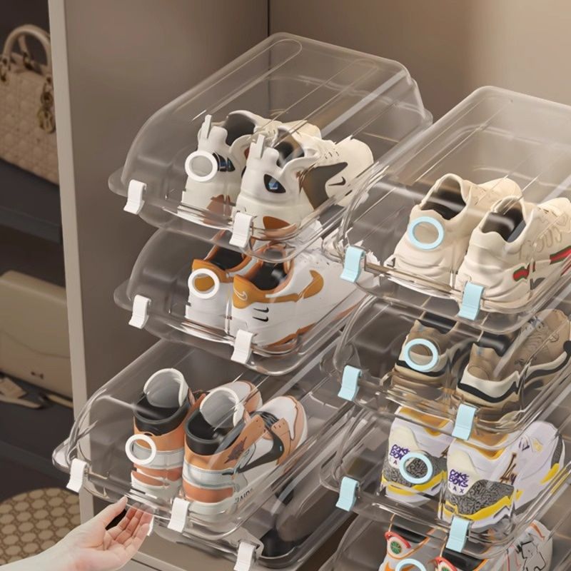 ベッド 下 収納 透明積み重ね式靴専用収納ボックス