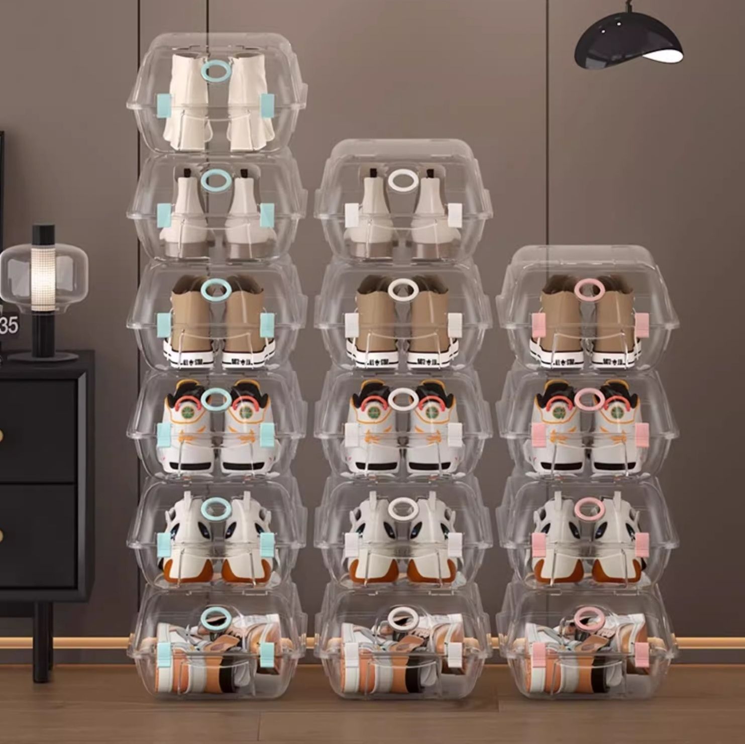 ベッド 下 収納 透明積み重ね式靴専用収納ボックス