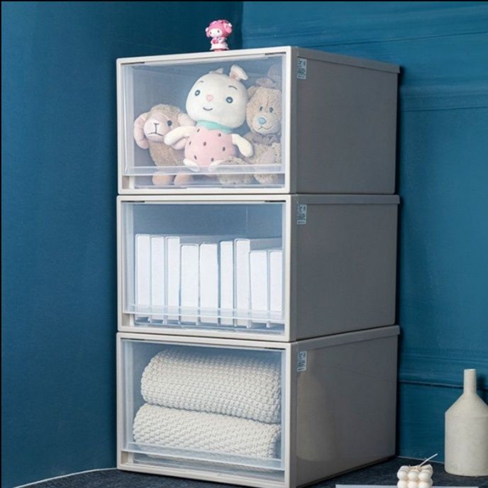 ベッド 下 収納 積み重ね式透明前開き衣装ケース三段セット