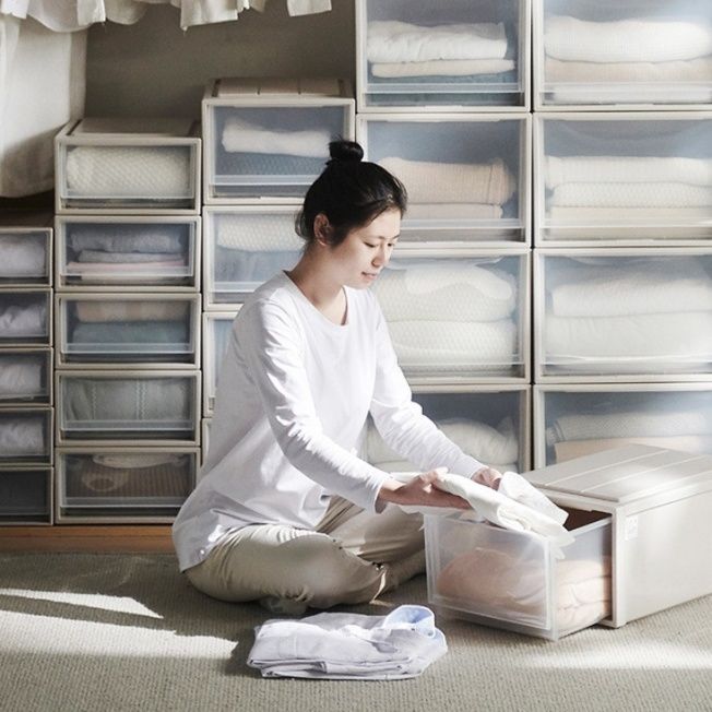 ベッド 下 収納 積み重ね式透明前開き衣装ケース三段セット