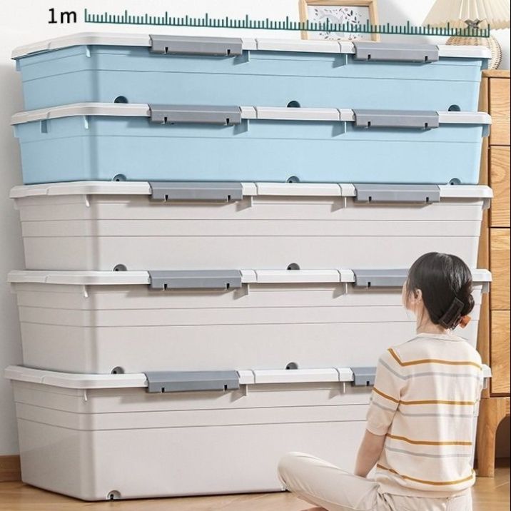 ベッド 下 収納 多段階高さ選択式キャスター付き大容量衣装ケース