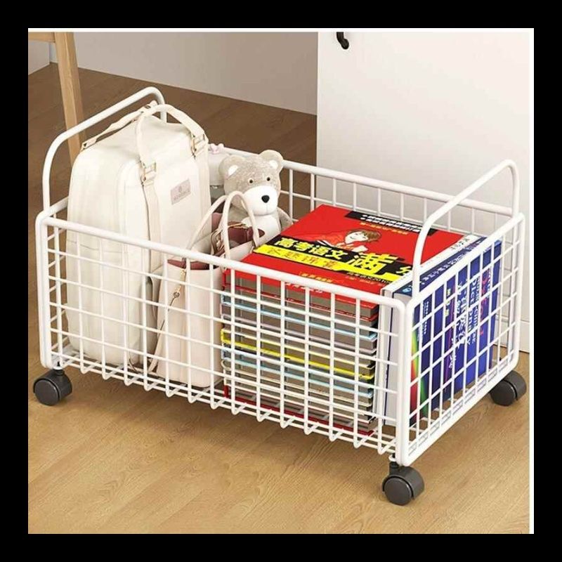 ベッド 下 収納 移動式金属製収納かご付きキャスター車輪ワゴン