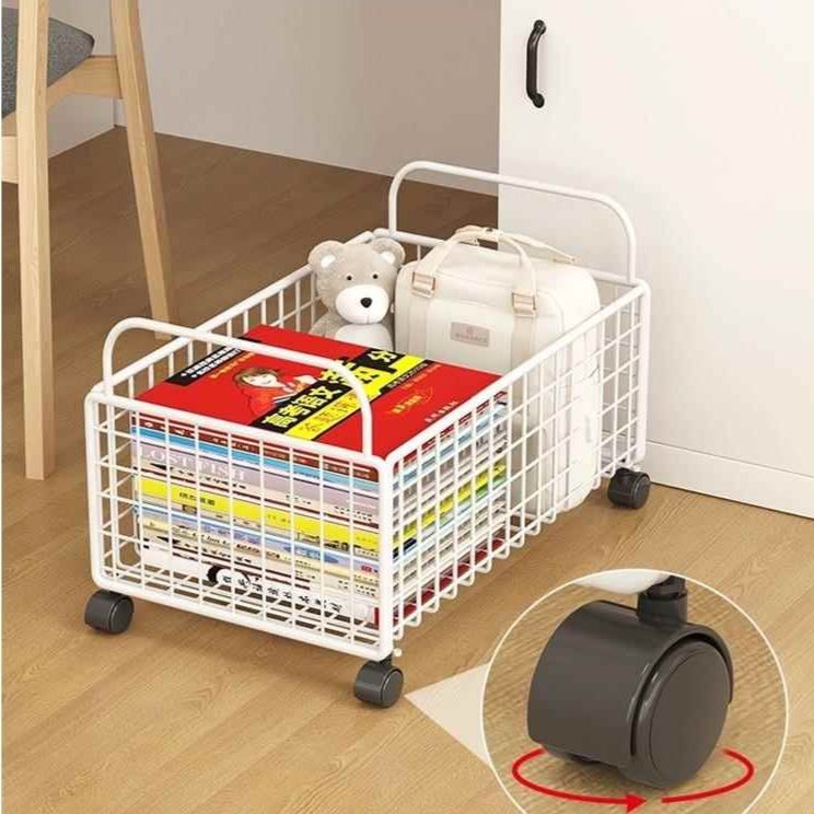 ベッド 下 収納 移動式金属製収納かご付きキャスター車輪ワゴン