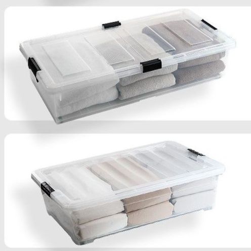 ベッド 下 収納 キャスター付き薄型透明ベッド下収納衣装ケース