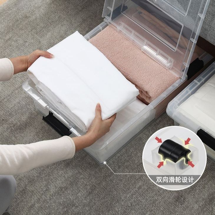 ベッド 下 収納 キャスター付き薄型透明ベッド下収納衣装ケース