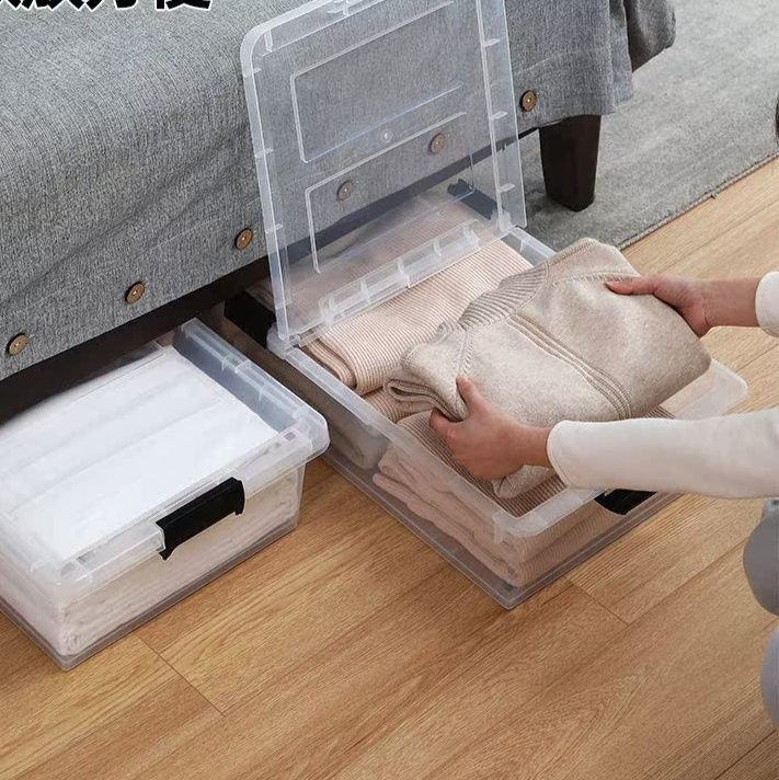ベッド 下 収納 キャスター付き薄型透明ベッド下収納衣装ケース