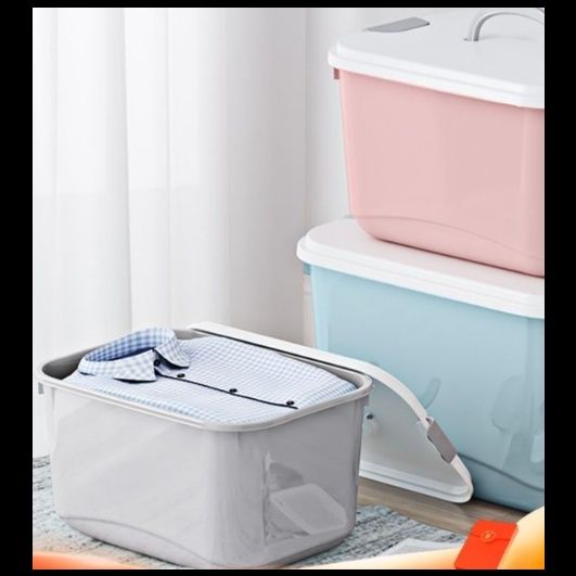 ベッド 下 収納 取っ手付き大容量透明蓋衣装ケース