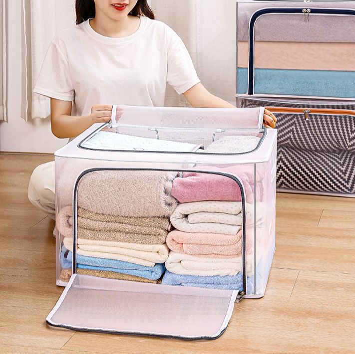 ベッド 下 収納 透明窓付き鋼線入り大容量衣装ケース