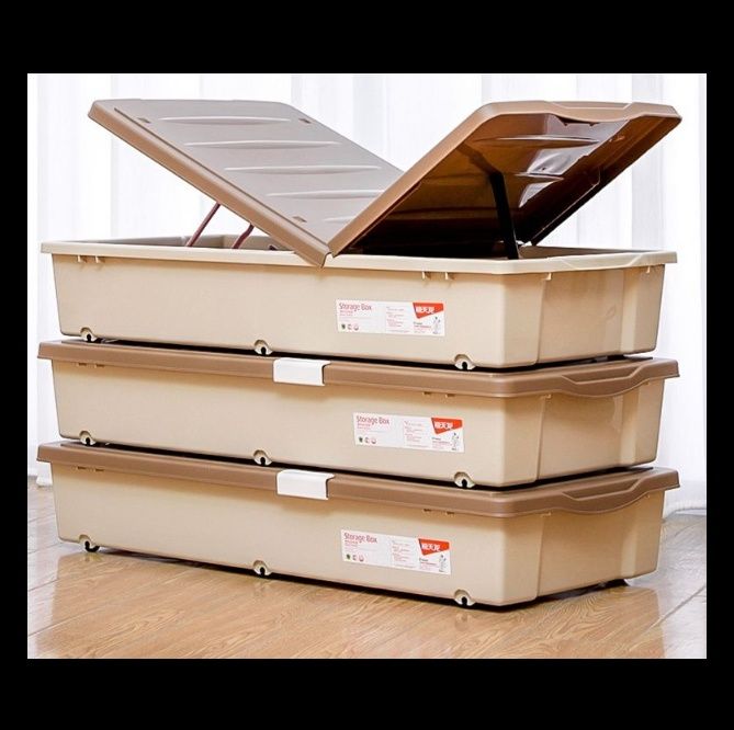 ベッド 下 収納 キャスター付き大容量フラット蓋衣装ケース