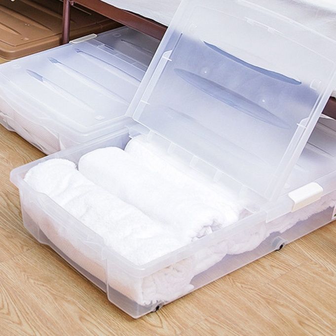 ベッド 下 収納 キャスター付き大容量フラット蓋衣装ケース