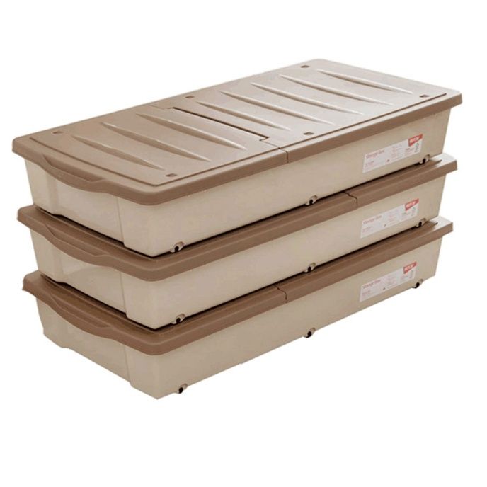 ベッド 下 収納 キャスター付き大容量フラット蓋衣装ケース