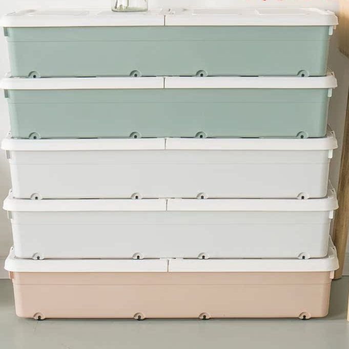 ベッド 下 収納 キャスター付き大容量フラット衣装ケース