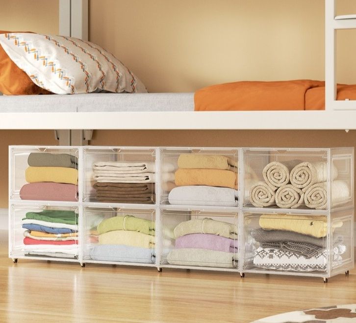 ベッド 下 収納 キャスター付き透明引き出し式ベッド下衣装ケース