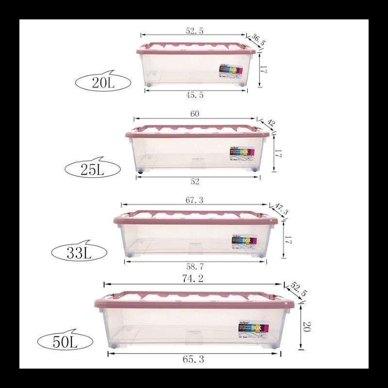 ベッド 下 収納 キャスター付き薄型フラット衣装ケース三個組