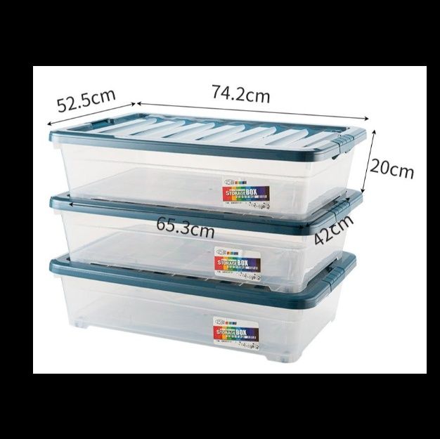 ベッド 下 収納 キャスター付き薄型フラット衣装ケース三個組