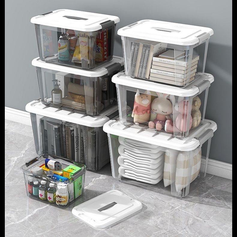 ベッド 下 収納 取っ手付き透明蓋ロック式衣装ケース