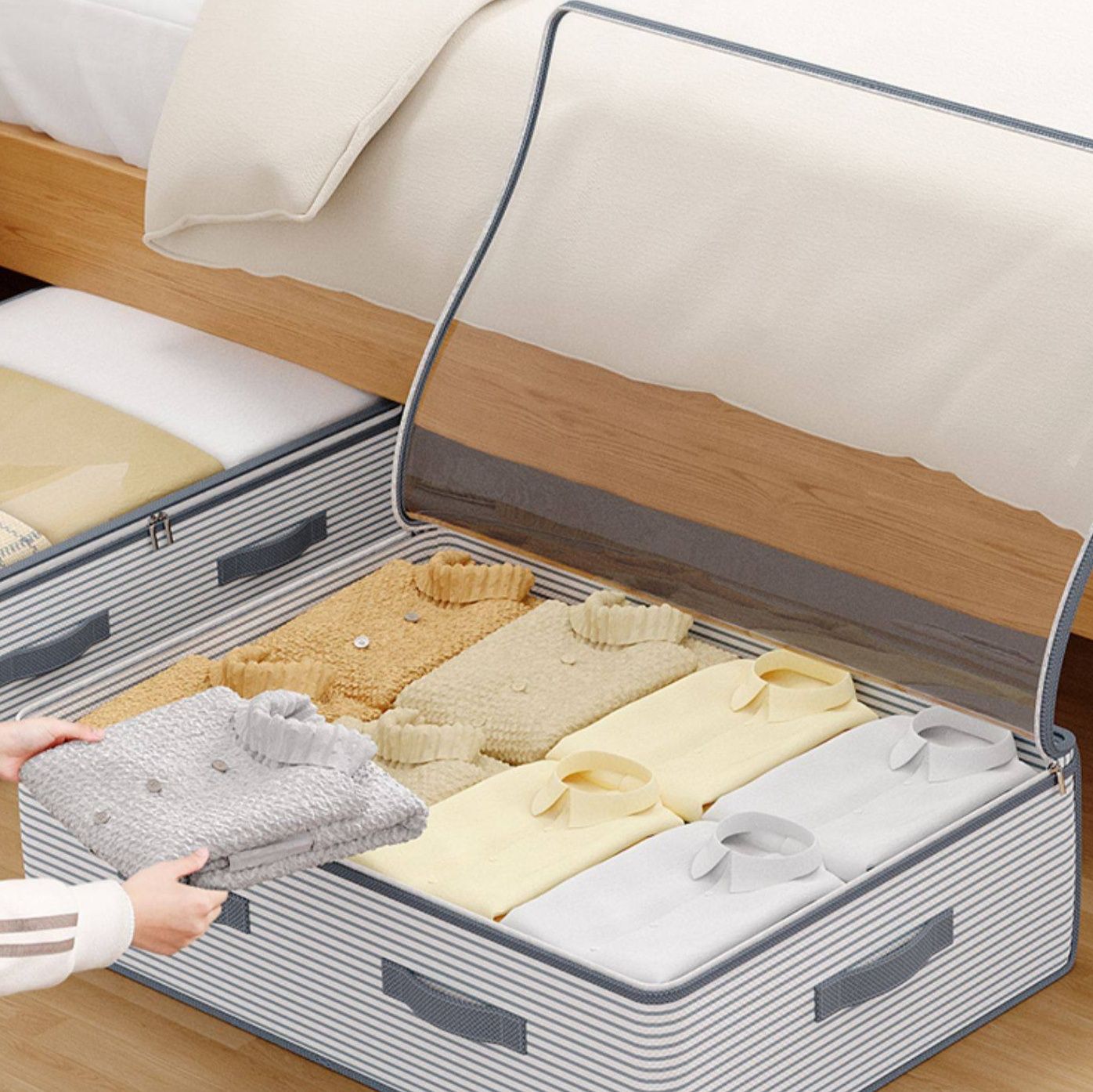 ベッド 下 収納 透明窓付き大容量ベッド下収納衣装ケース