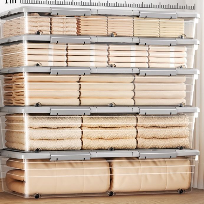 ベッド 下 収納 高さ調節可能大容量フラット衣装ケース