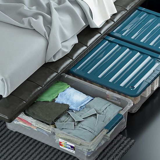 ベッド 下 収納 キャスター付き大容量フラット型ベッド下衣装ケース