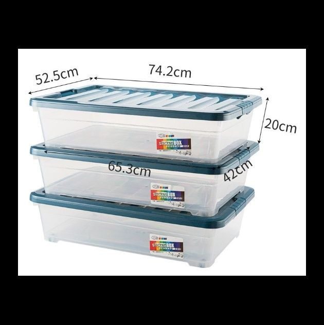 ベッド 下 収納 キャスター付き大容量フラット型ベッド下衣装ケース